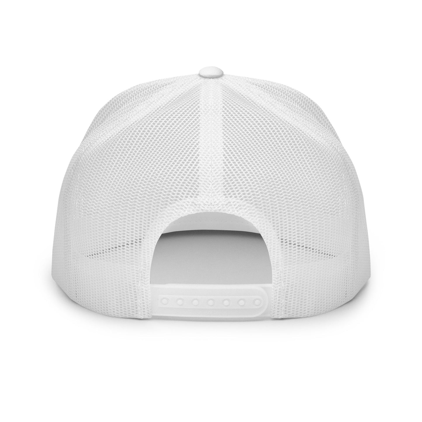 Crude Script Trucker Hat with bold lettering and mesh back panel.