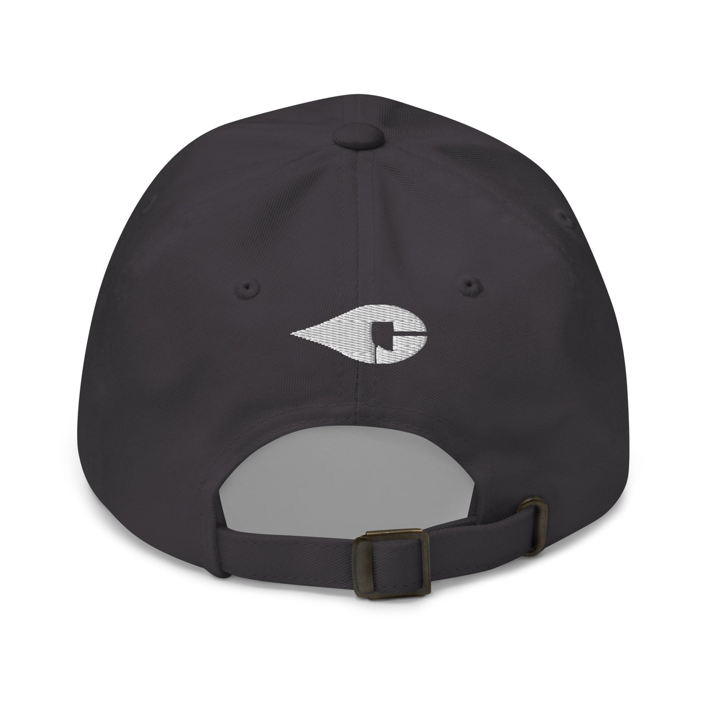 Charcoal Grey "Drill Baby Drill" dad hat with adjustable strap and curved visor.