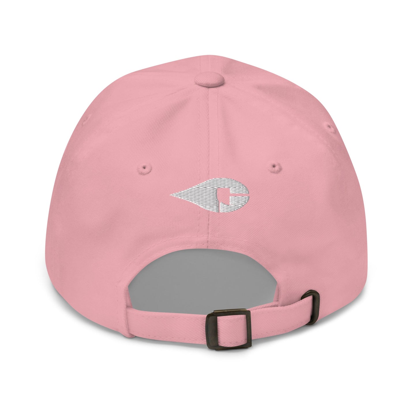Light Pink "Drill Baby Drill" dad hat with adjustable strap and curved visor.