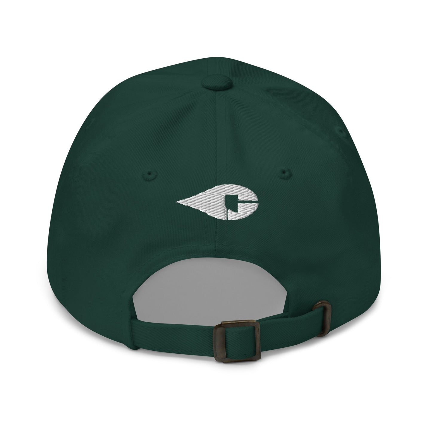 Forest Green "Drill Baby Drill" dad hat with adjustable strap and curved visor.