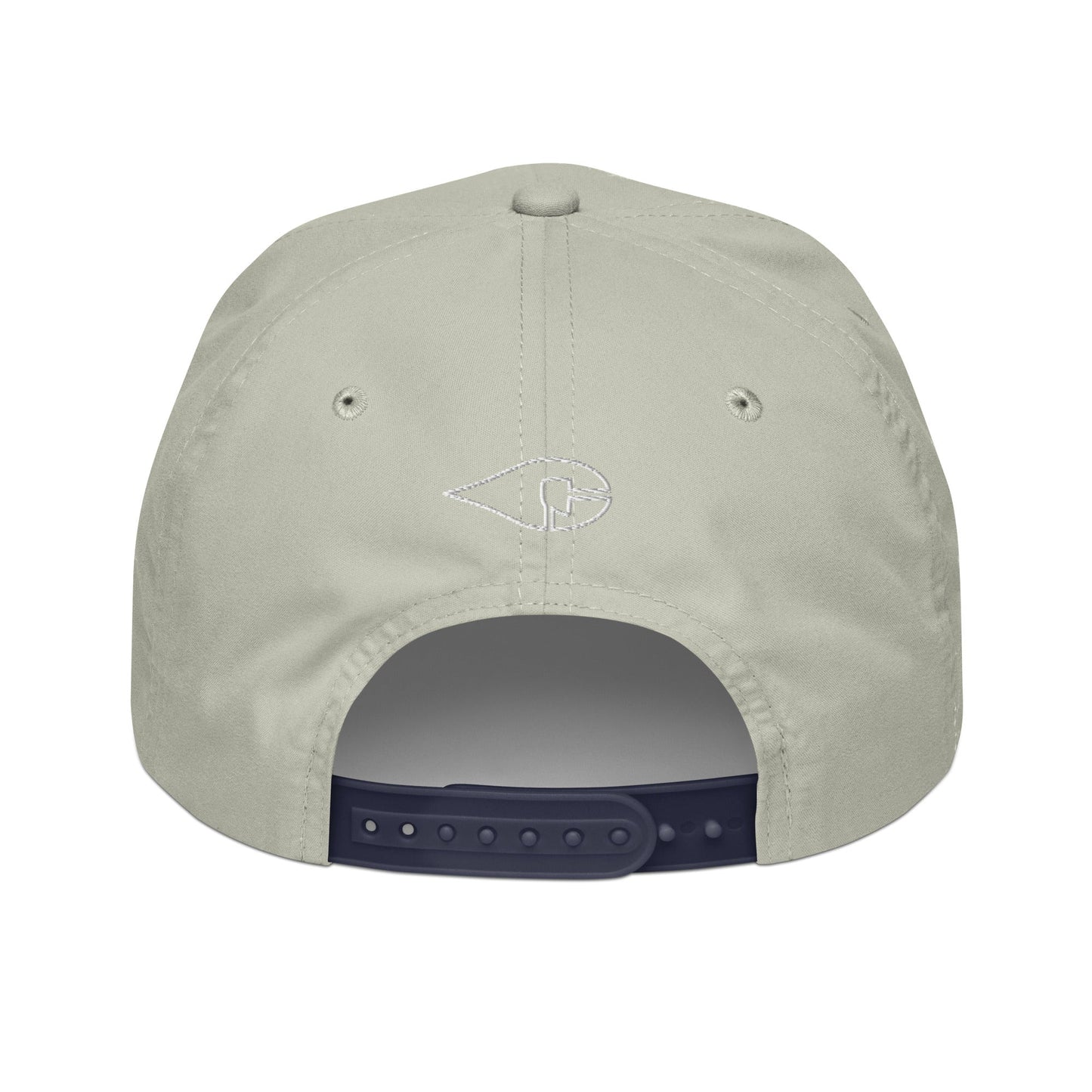 Light Grey & Navy Blue 5-panel Course Correction Rope Golf Hat with semi-curved bill and snapback closure; crude oil golf hat