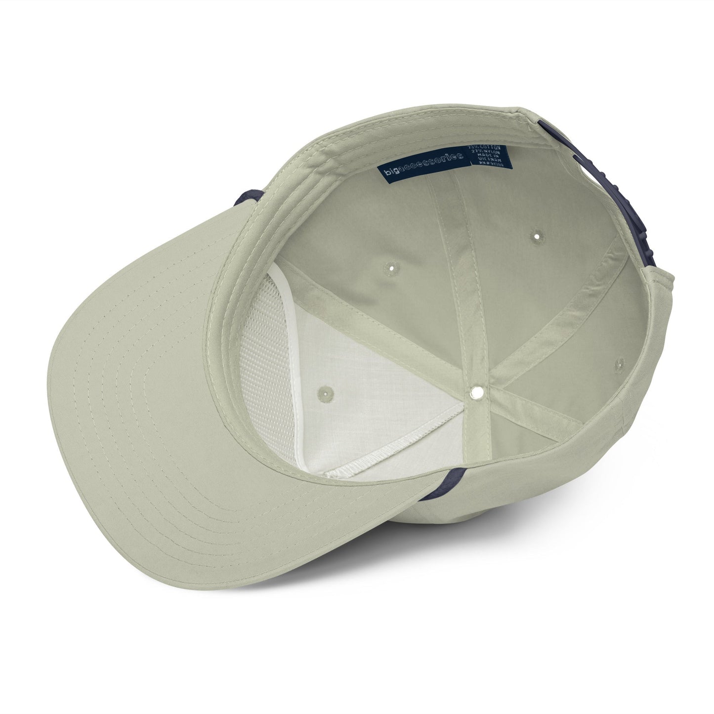 Light Grey & Navy Blue 5-panel Course Correction Rope Golf Hat with semi-curved bill and snapback closure; crude oil golf hat