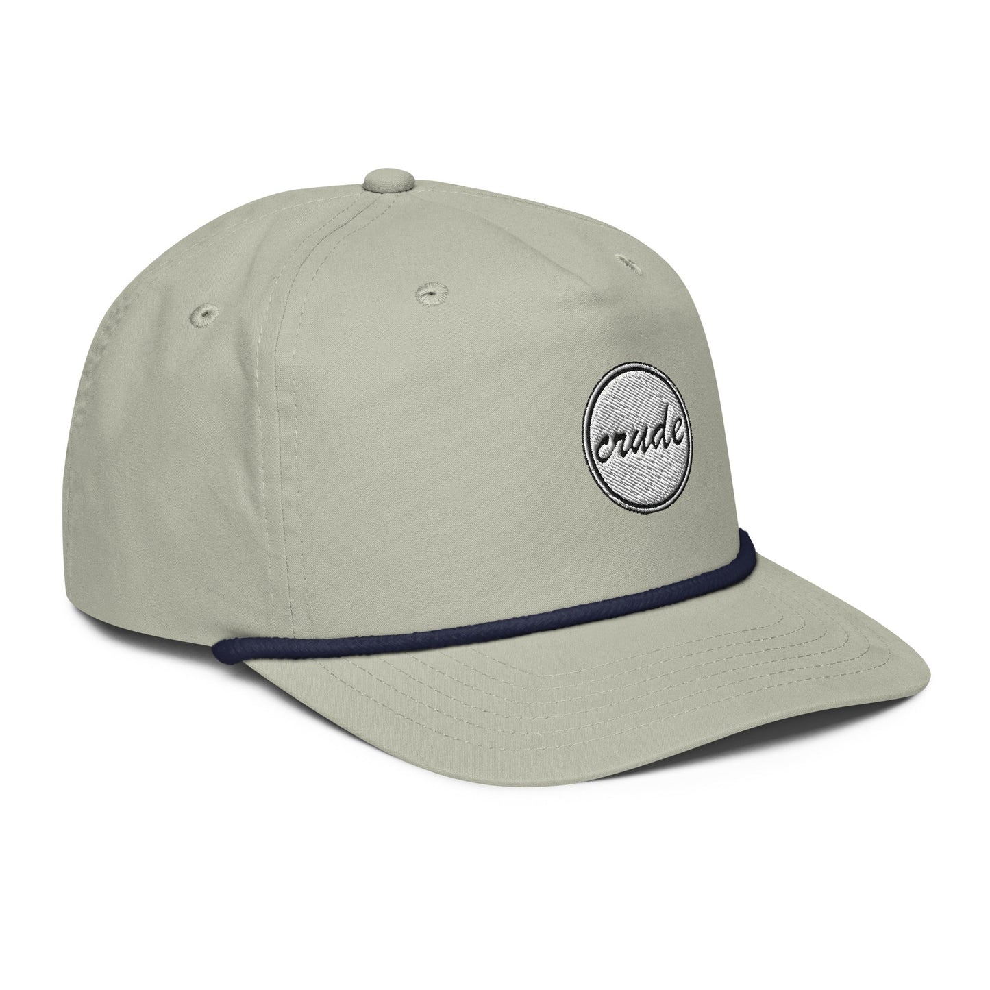 Light Grey & Navy Blue 5-panel Course Correction Rope Golf Hat with semi-curved bill and snapback closure; crude oil golf hat