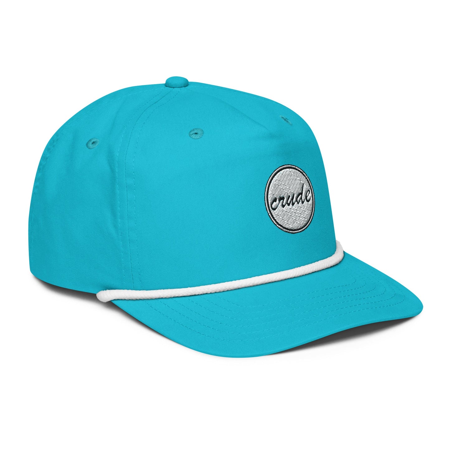 Turquoise & White Light Blue 5-panel Course Correction Rope Golf Hat with semi-curved bill and snapback closure; crude oil golf hat