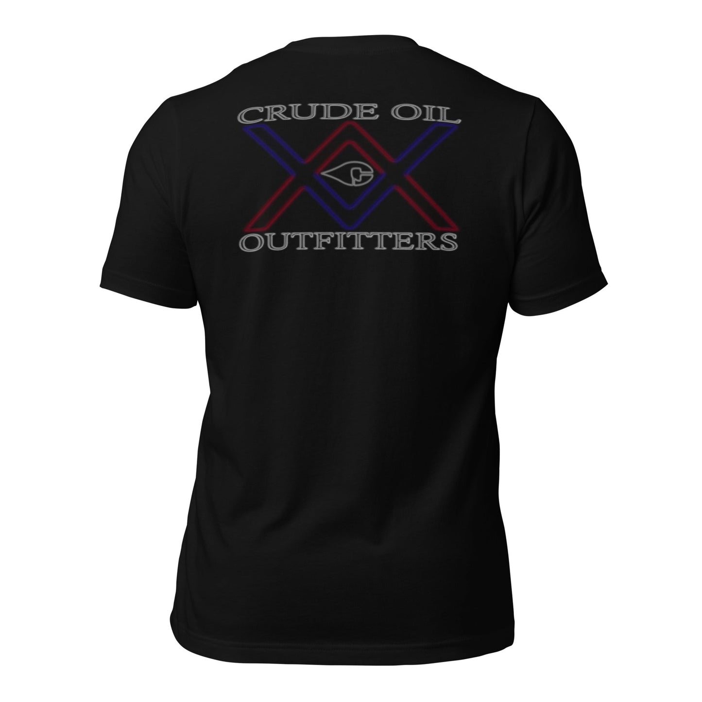 Double Crossed T-Shirt in dark color showing Crude Oil Outfitters logo on back.