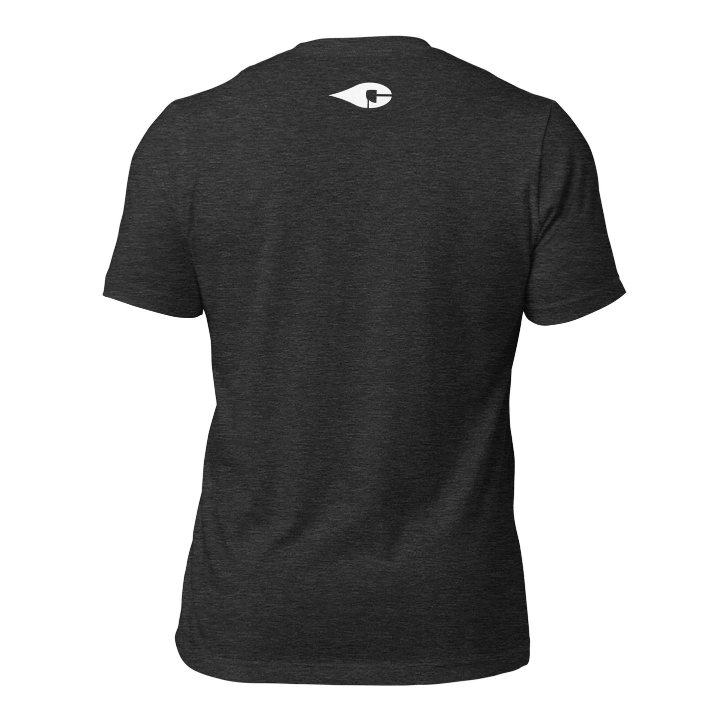Dark Grey Heather Crude Oil t-shirt with "Crude Oil Outfitters" logo, lightweight cotton.
