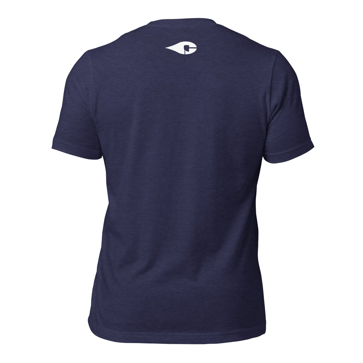 Midnight Heather Blue Crude Oil t-shirt with "Crude Oil Outfitters" logo, lightweight cotton.
