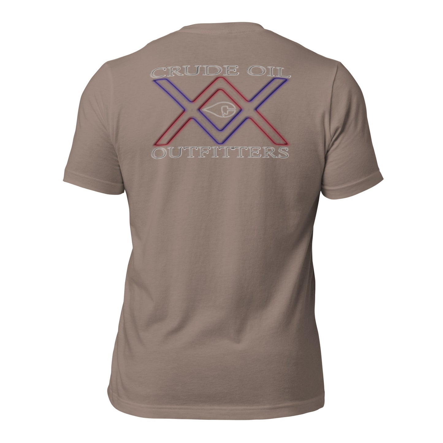Double Crossed T-Shirt in dark color showing Crude Oil Outfitters logo on back.