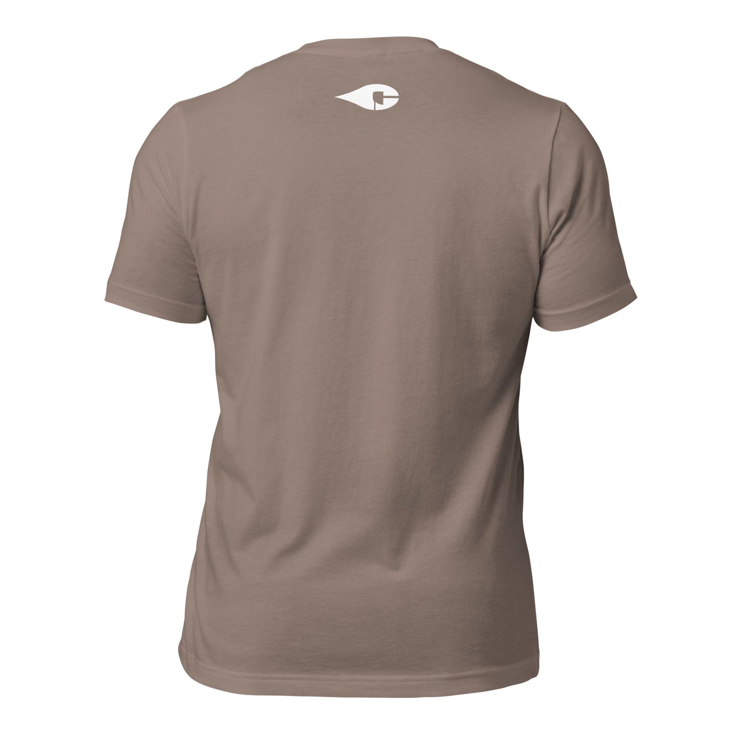 Pebble Tan Crude Oil t-shirt with "Crude Oil Outfitters" logo, lightweight cotton.