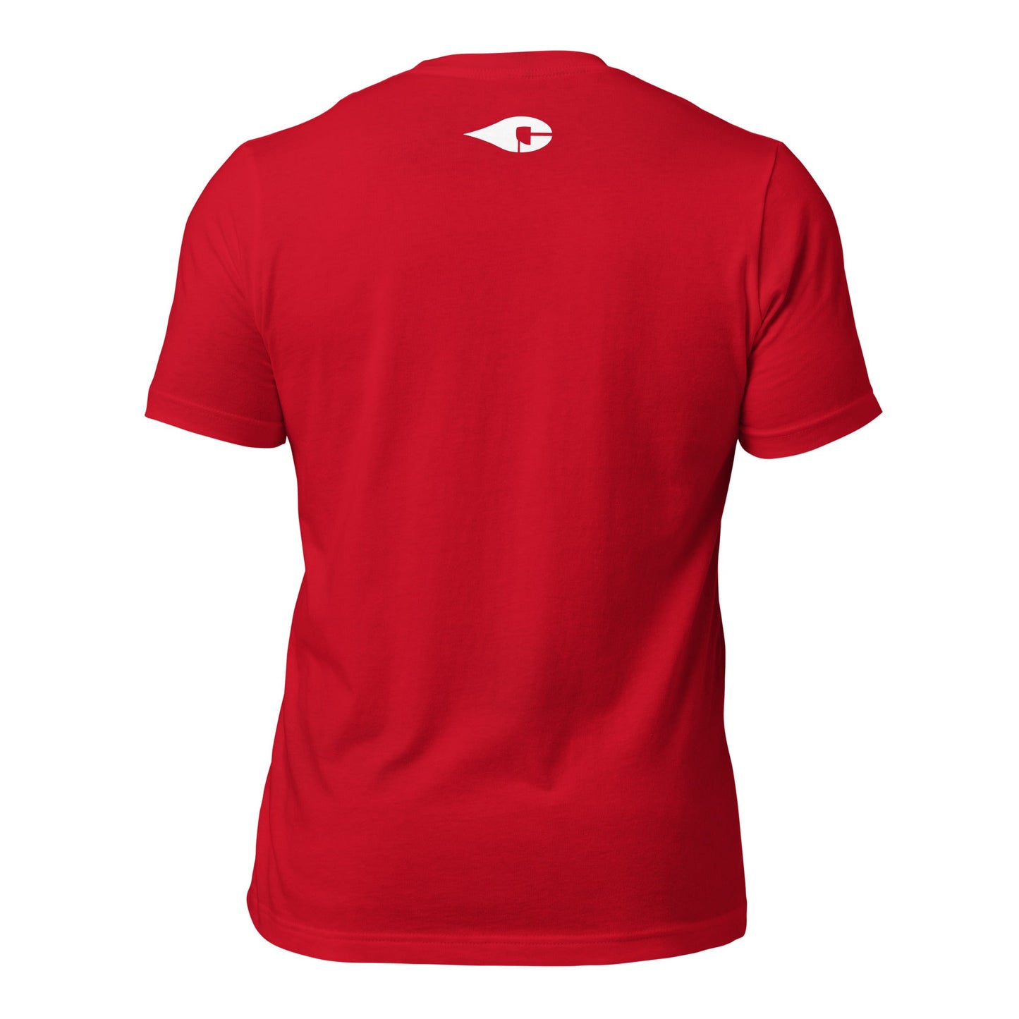 Red Crude Oil t-shirt with "Crude Oil Outfitters" logo, lightweight cotton.