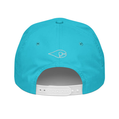 Turquoise Light Blue & White 5-panel Course Correction Rope Golf Hat with semi-curved bill and snapback closure; crude oil golf hat