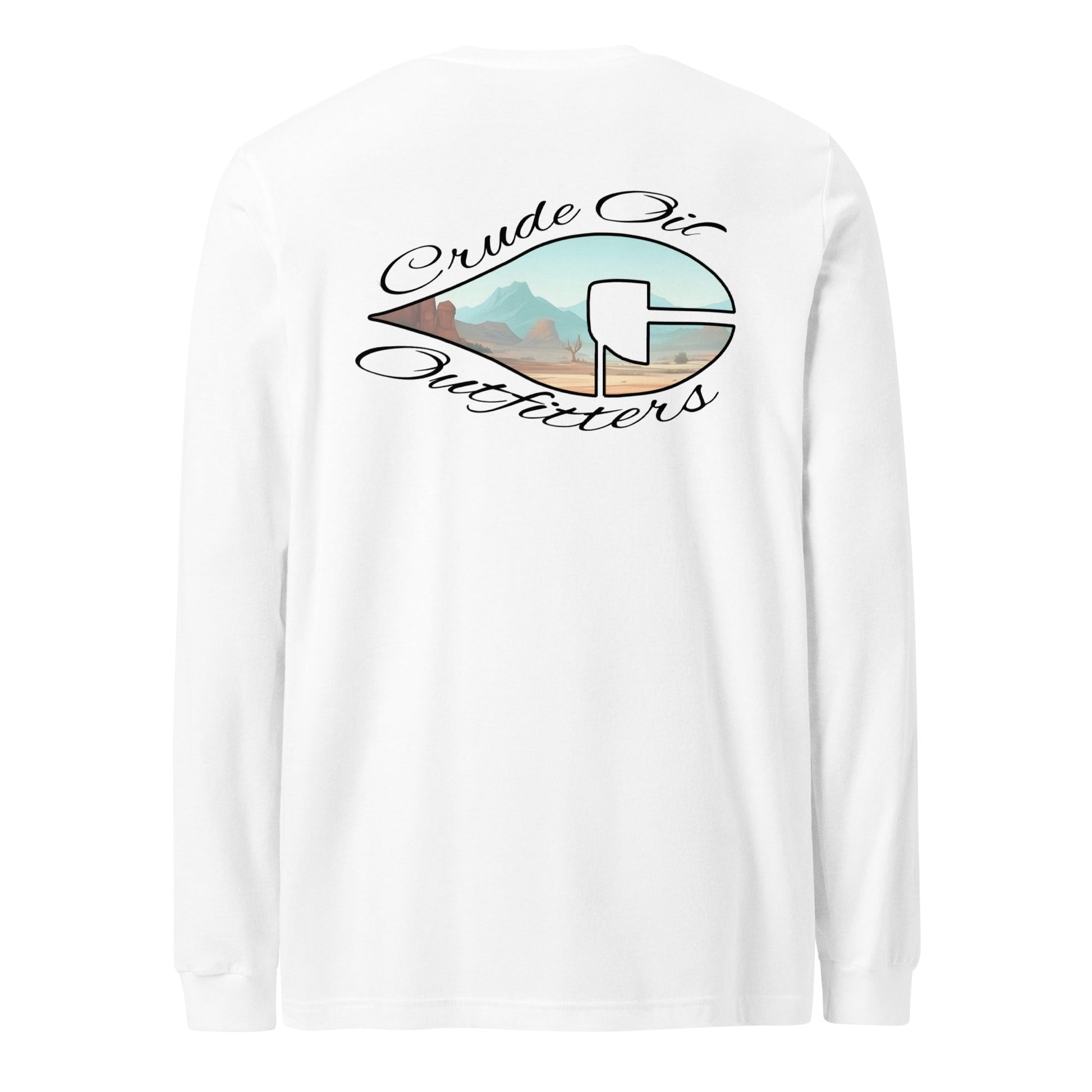 Crude Western Window Long Sleeve Shirt, long sleeve, crew neck, ribbed cuffs, desert graphic on back, versatile casual wear.