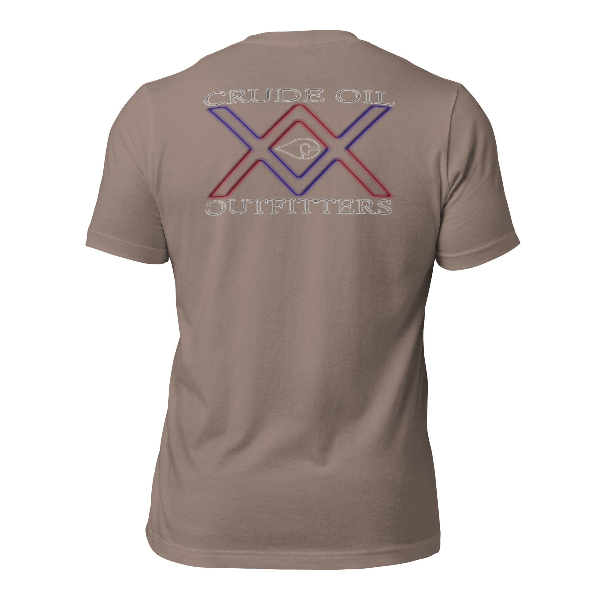 Double Crossed T-Shirt in dark color showing Crude Oil Outfitters logo on back.